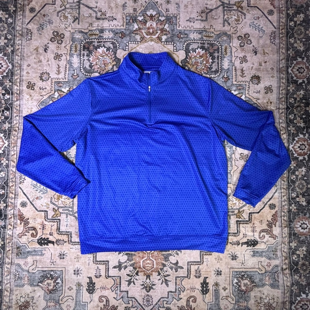 Peter Millar Crown Sport Men Blue Skull Print Quarter Zip Pullover Golf Athletic